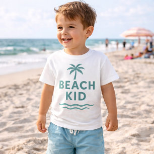Strand-Kind-Minimalist-Palmenbaum-Welle-Grafik Baby T-shirt