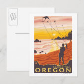 Strand & Kites - Brookings, Oregon Postkarte (Vorne/Hinten)