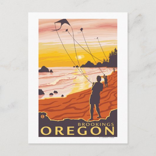 Strand & Kites - Brookings, Oregon Postkarte (Vorderseite)