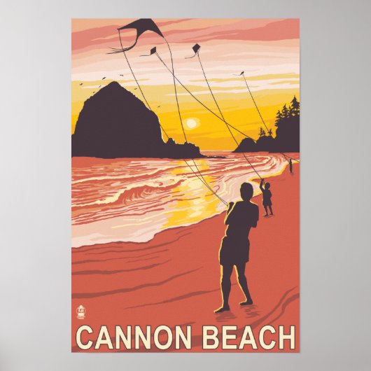 Strand & Kites - Cannon Beach, Oregon Poster (Vorne)