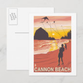 Strand & Kites - Cannon Beach, Oregon Postkarte (Vorne/Hinten)