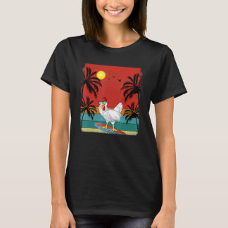 Strand-Kokosbaum Retro-Grafik Hühnerliebhaber Somm T-Shirt