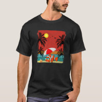 Strand Kokosnussbaum Retro-Grafik Fisch Sommer