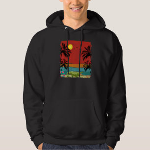 Strand Kokospalme Retro Graphic Crocodiles Sommer Hoodie