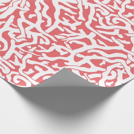 Strand-Korallenriff-Muster in korallenrotem rosa Geschenkpapier (Ecke)