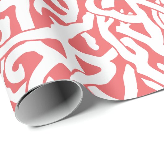 Strand-Korallenriff-Muster in korallenrotem rosa Geschenkpapier (Rolleneckpunkt)