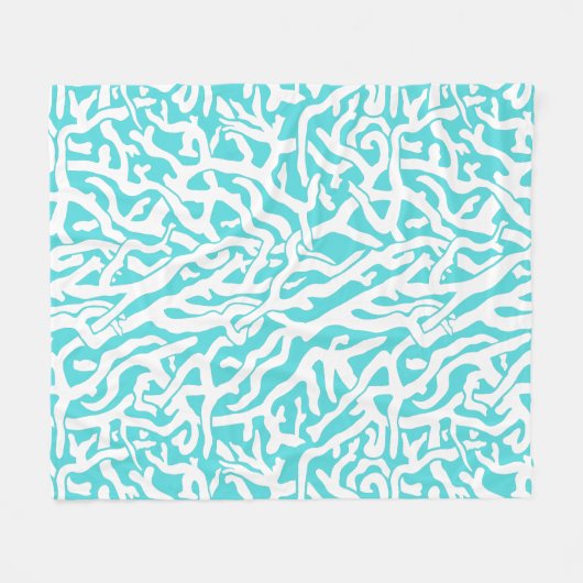 Strand-Korallenriff-Muster-weißes Fleecedecke (Vorderseite (Horizontal))