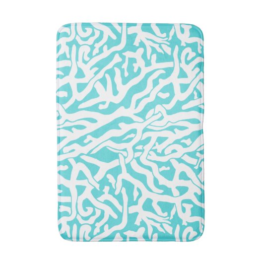 Strand-Korallenriff-Muster-weißes Nautischblau Badematte (Vorderseite Vertikal)