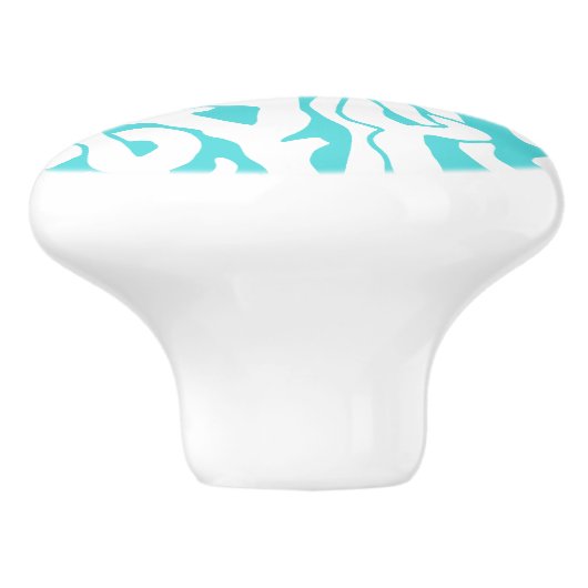 Strand-Korallenriff-Muster-weißes Nautischblau Keramikknauf (Seitenansicht)