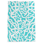 Strand-Korallenriff-Muster-weißes Nautischblau Mittlere Geschenktüte (Rückseite)