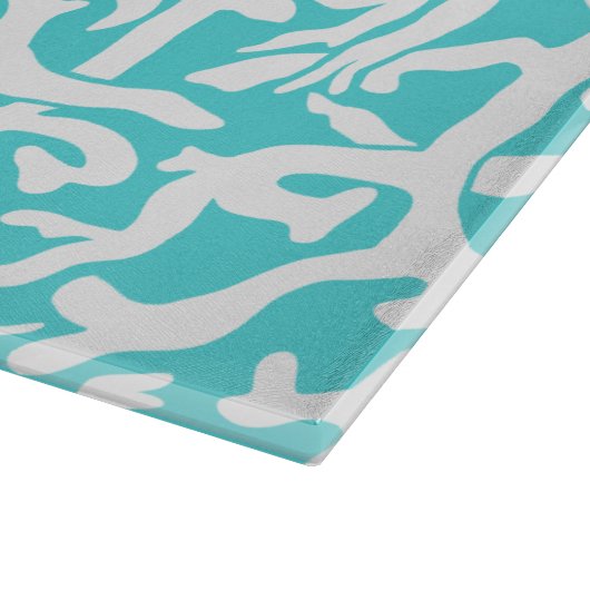 Strand-Korallenriff-Muster-weißes Nautischblau Schneidebrett (Ecke)