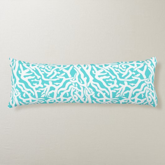 Strand-Korallenriff-Muster-weißes Nautischblau Seitenschläferkissen (Vorderseite)