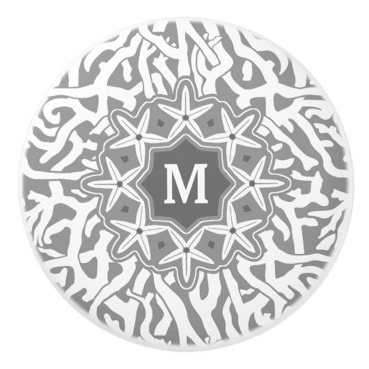 Strand-Korallenriffstarfish-Monogramm im Grau Keramikknauf (Vorderseite)