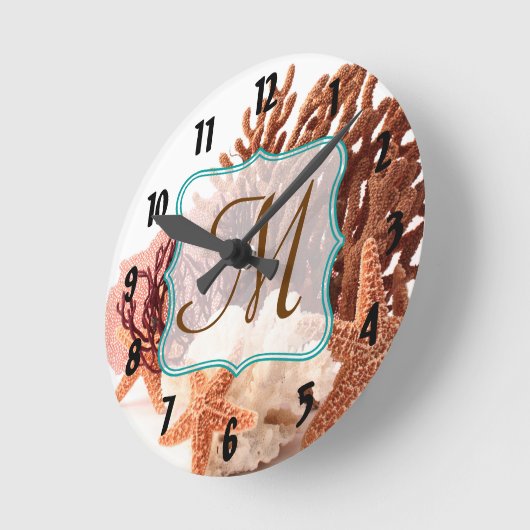 Strand-korallenrote Runde Wanduhr (Winkel)