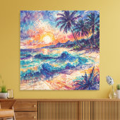 Strand Kritzeleien - Linienart-Stil Landschaft Leinwanddruck (Insitu (Wohnzimmer))