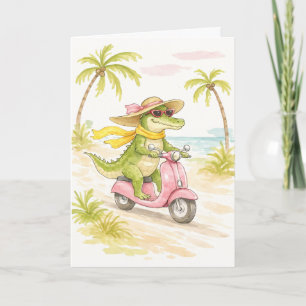 Strand Krokodil Aquarell Notizkarte Karte