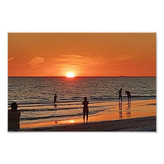 Strand-Kunst am Sonnenuntergang Küsten-Ozean-Dekor Fotodruck