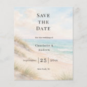 Strand Küste moderne Hochzeit Budget Save the Date Flyer (Vorne)