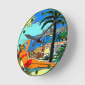 Strand, Küste Runde Wanduhr (Winkel)