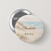 Strand Küsten Elegant Junggesellinnenabschied Name Button (Vorne & Hinten)