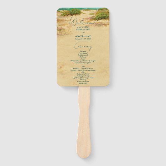 Strand Küsten-Hochzeitsort Programm Fächer (Vorderseite)