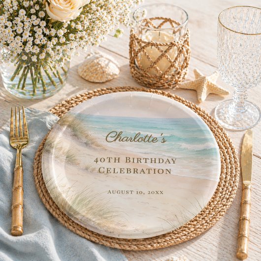 Strand Küsten Sommer Geburtstag Pappteller