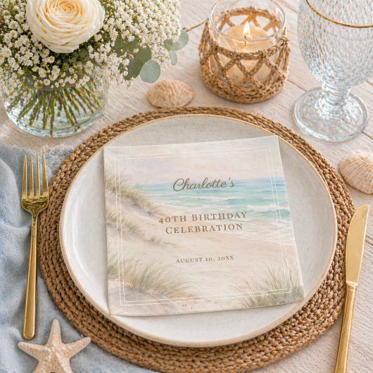 Strand Küsten Sommer Geburtstag Serviette