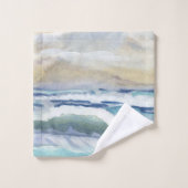 Strand Küstenwache Ozean Aquarell Wohngestaltung Badhandtuch Set (Waschlappen)