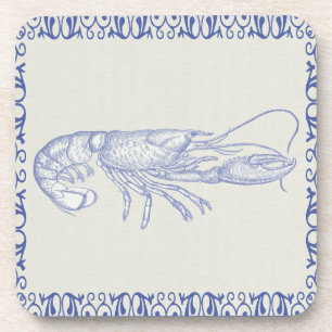 Strand-Leben-blauer Hummer auf Creme Getränkeuntersetzer