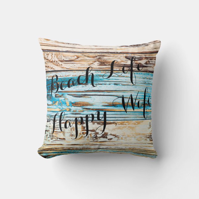Strand-Leben-glückliches Ehefrau-gutes Kissen (Vorderseite)