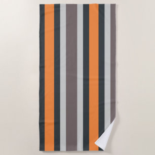 Strand-Leben-Schwarz-graues orange gestreiftes Strandtuch