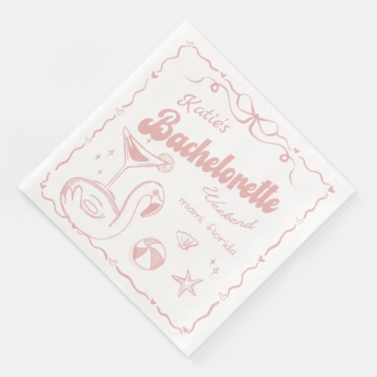 Strand Letzten Toast Rosa Junggeselinnen-Abschied Serviette (Ecke)