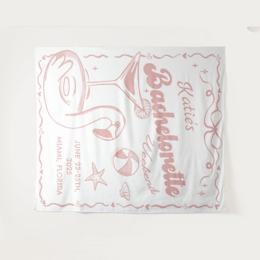 Strand Letzten Toast Rosa Junggeselinnen-Abschied  Wandteppich (Vorderseite (Horizontal))