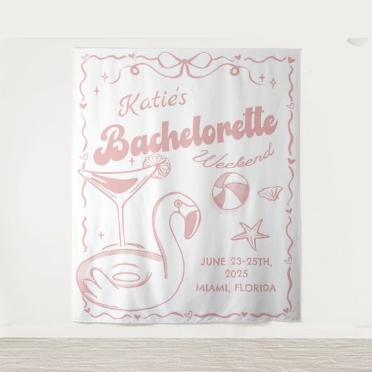 Strand Letzten Toast Rosa Junggeselinnen-Abschied Wandteppich (Vorderseite)