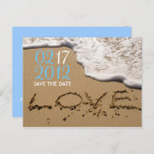 Strand "Liebe im Sand" Save the Date Ankündigungspostkarte (Vorne/Hinten)