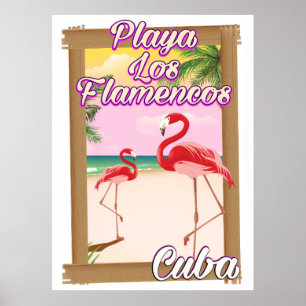 Strand Los Flamencos Kuba Reiseplakat Poster