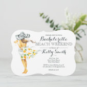 Strand-Mädchen-Junggeselinnen-Abschieds-Einladung Einladung (Stehend Vorderseite)
