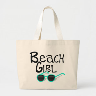 Strand-Mädchen mit Sonnenbrille Jumbo Stoffbeutel
