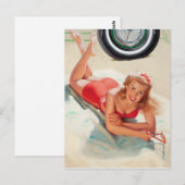 Strand Mädchen Pin Up Postkarte (Vorne/Hinten)