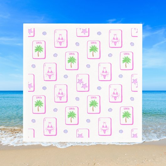 Strand Mahjong Bikini Seestern Palme Küste Serviette