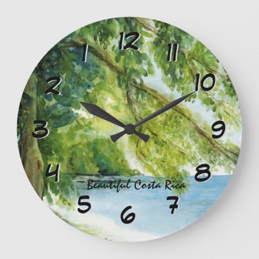 Strand Manuel Antonio Backward Clock Große Wanduhr (Vorderseite)