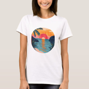 Strand Maritim Mond Wellen Meer Ozean T-Shirt