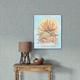 Strand Meer Meer Vibe Türkis und Lila Poster Leinwanddruck