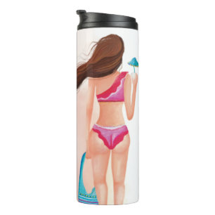 *~* Strand Meer Schöne Frau Bikini Thermosbecher
