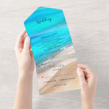 Strand Meer Sommer 3 in 1 Hochzeitseinladung