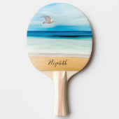 Strand Meer Sommer Monogramm Name Tischtennis Schläger (Vorderseite)