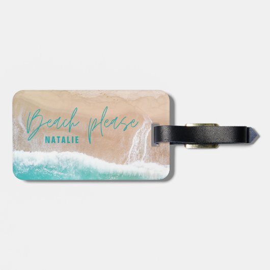 Strand, Meer und Sandstrand Gepäckanhänger (Rückseite horizontal)