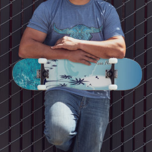 Strand+Meer+Vintag+blau+groß+wave+katsushika+hokus Skateboard