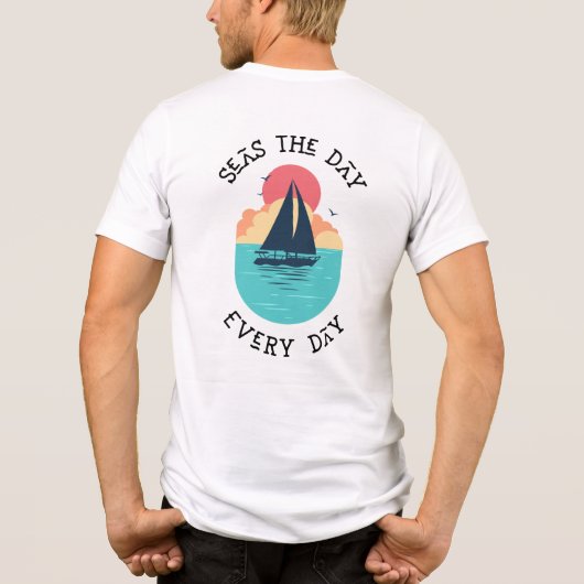 Strand, Meeresleben, Boot, Fun T - Shirt (Rückseite)