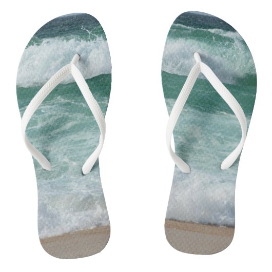 Strand Meereswellen Seaside Custom Template Adult Badesandalen (Fußbett)